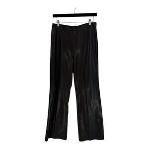 Vintage Danier Brown Leather Flare Pants Side Zip High Waist Y2k Chic Size 10